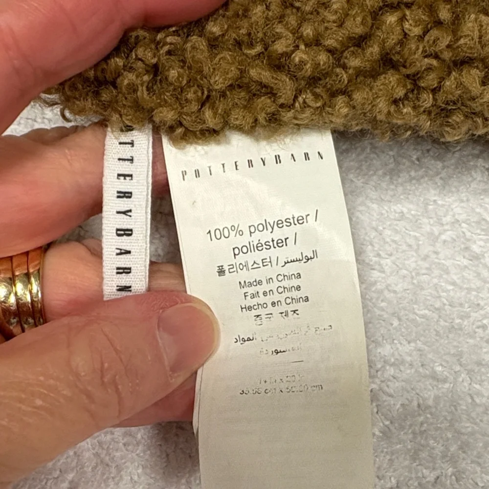 NEW Pottery Barn Cozy Faux Fur Teddy kitchen Placemat Tobacco 14 x 20